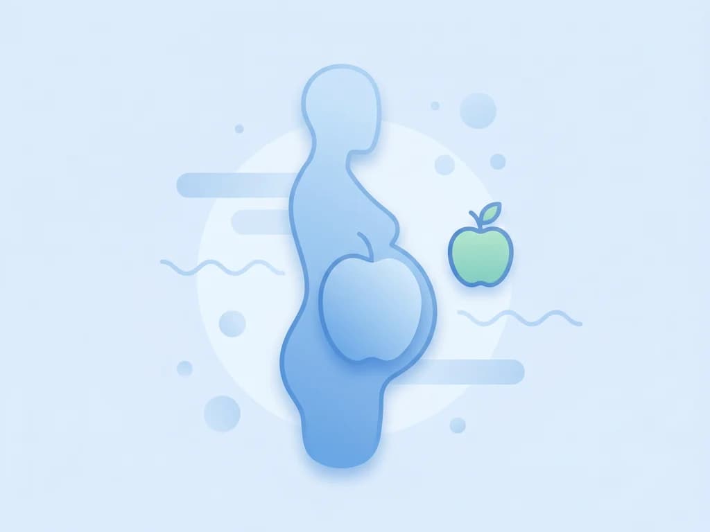 Abdominal (apple-shape) obesity — fat around the belly, DOZA infographic