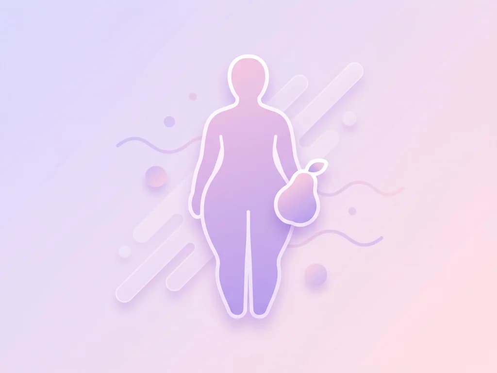 Gynoid (pear-shape) obesity — fat on hips and thighs, DOZA infographic