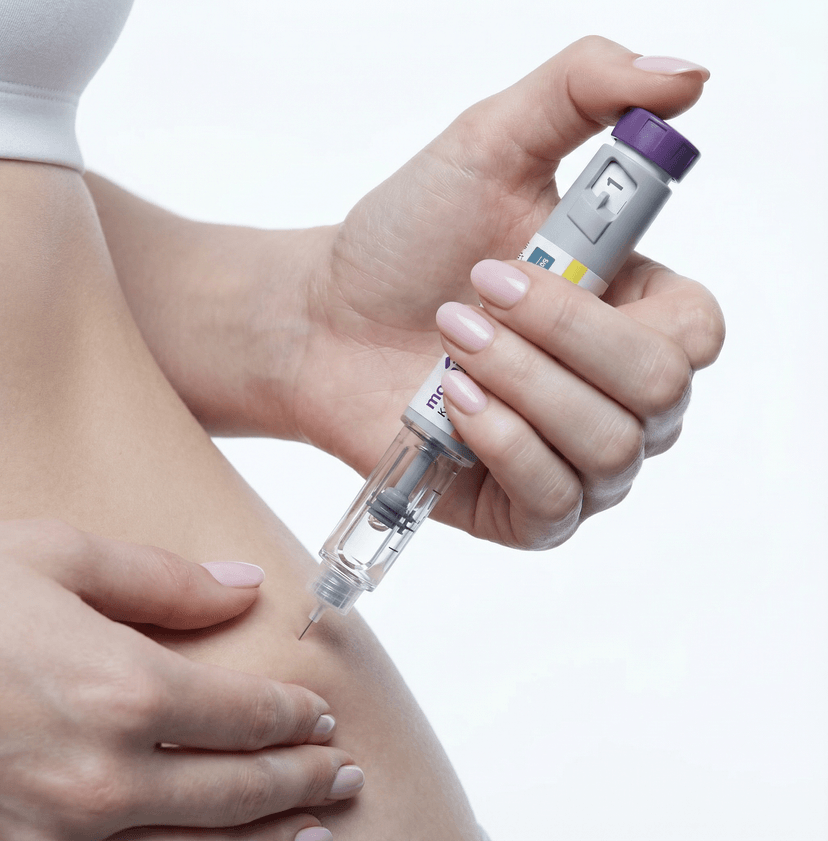 Крок І3 — ін'єкція Мунджаро (Mounjaro KwikPen): натиснути кнопку та тримати 5 секунд до символу ⑧, інструкція