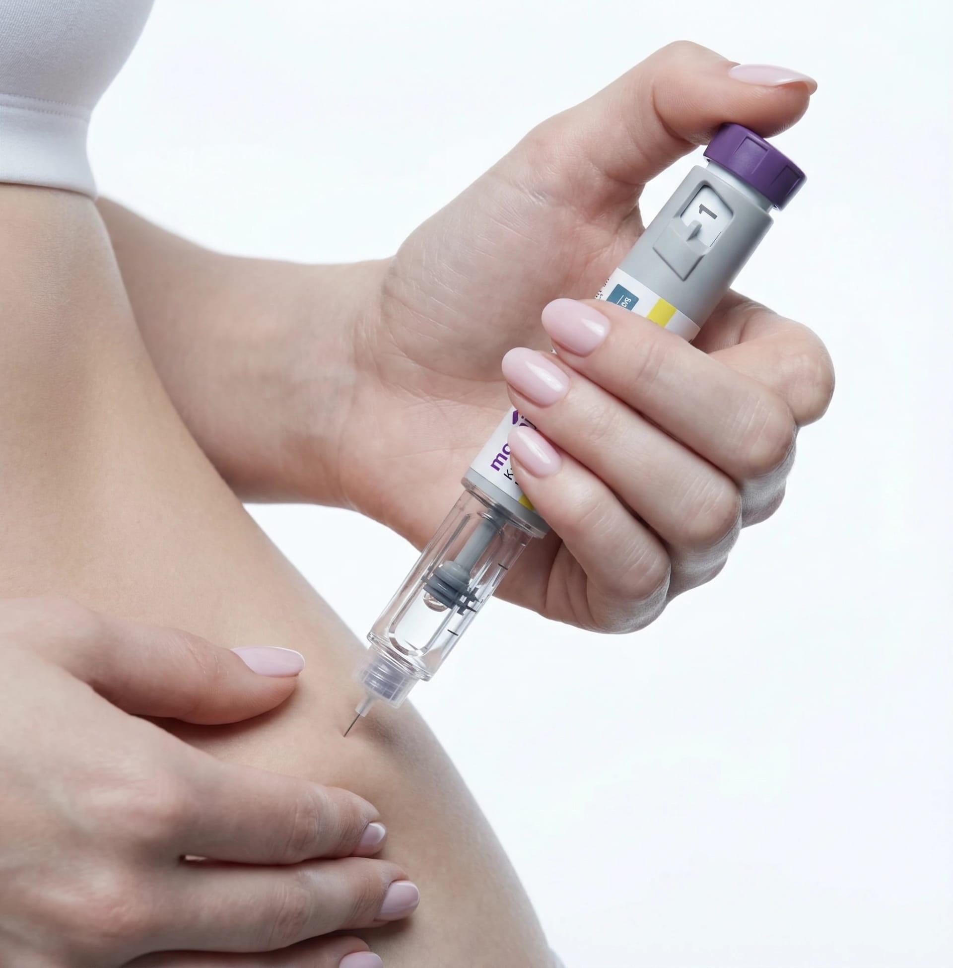 Крок І3 — ін'єкція Мунджаро (Mounjaro KwikPen): натиснути кнопку та тримати 5 секунд до символу ⑧, інструкція